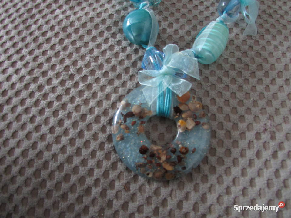 naszyjnik turkusowy niebieski handmade