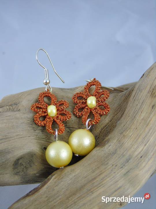 Kolczyki koronkoweróżne wzory kolory Wiśniowa