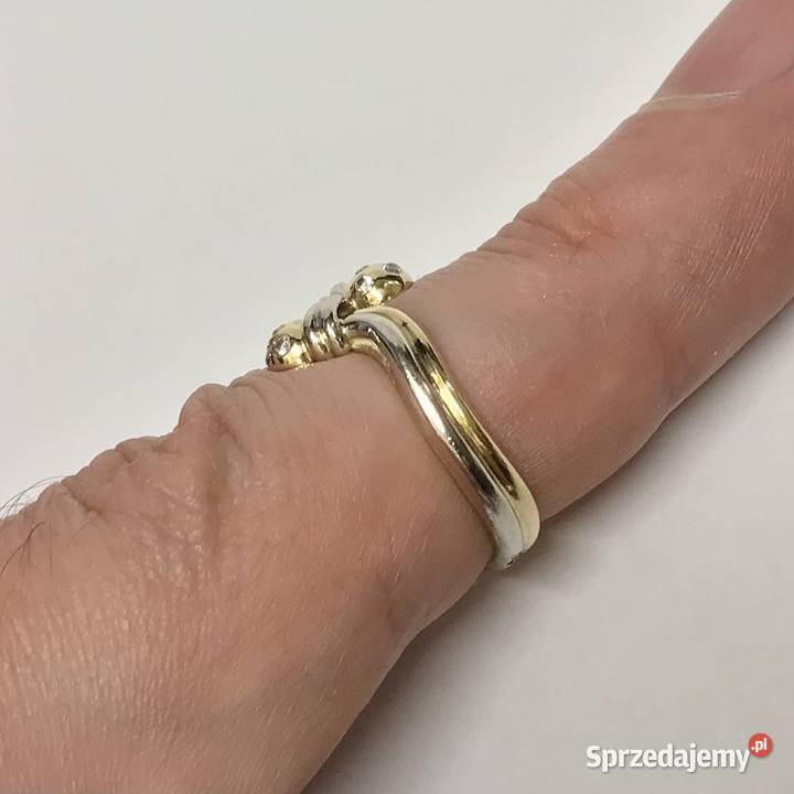 Złoty PIERŚCIONEK 14K żółte i BIAŁE złoto Warszawa sprzedam