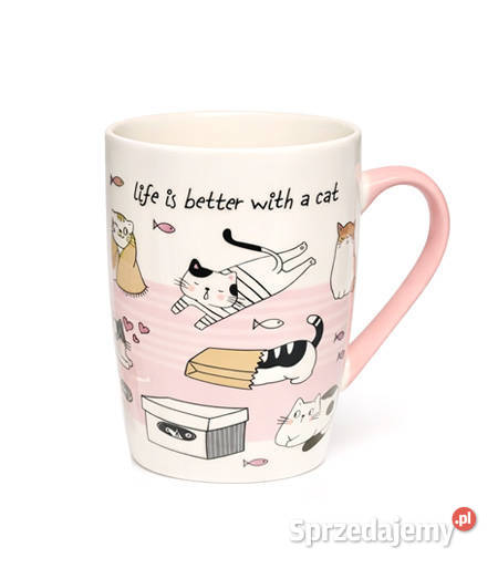 pudrowy kubek z kotkami porcelanowy kubek z Olsztyn sprzedam