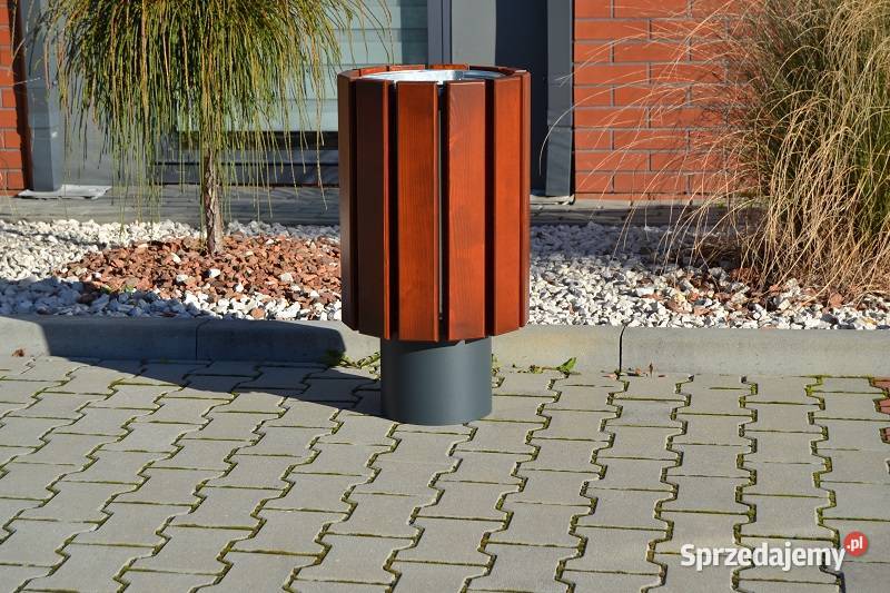 Kosz na śmieci miejski okrągły stalowy parkowy Wolsztyn