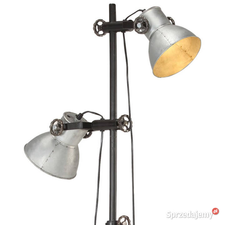Lampa podłogowa z 2 kloszami srebrna E27 żeliwo Pozostałe