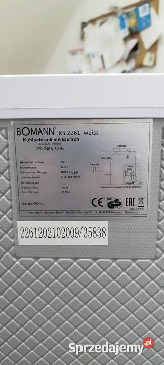 Lodówka Bomann KS 2261 biała Kluczbork