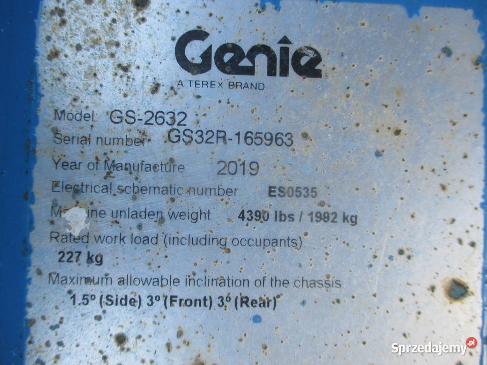 Podnośnik nożycowy podest ruchomy 12 m Genie Pleszew sprzedam