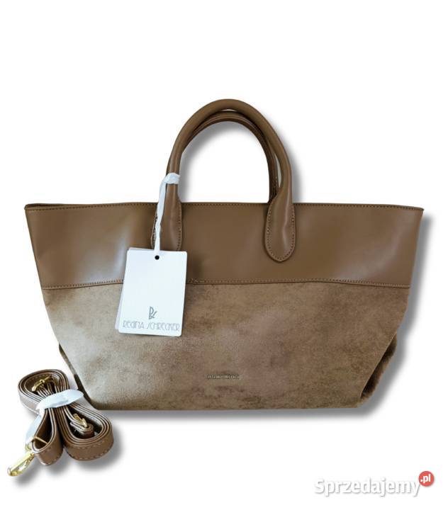 Torebka w rozmiarze XL taupe zamsz z paskiem na Dla kobiet wielkopolskie Żabiczyn