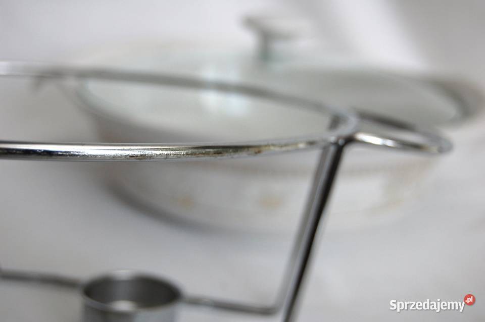 Naczynie żaroodporne ceramiczne ze stelażem biały Naczynia żaroodporne Lublin sprzedam