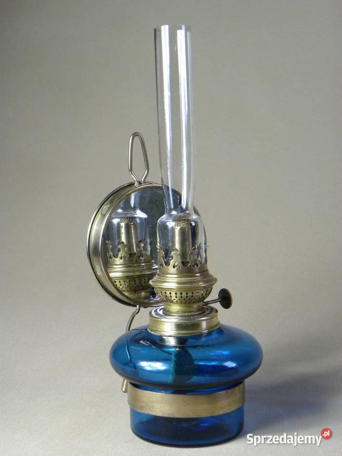 Stara lampa lampa naftowa kinkiet niebieski Legnica