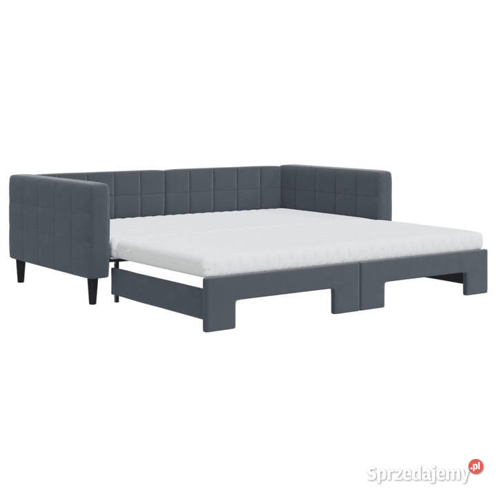 Sofa rozsuwana z materacami ciemnoszara aksamit