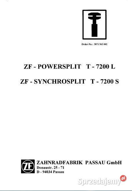 ZF T7200L T7200S skrzynia instrukcja naprawy motoryzacja, transport sprzedam