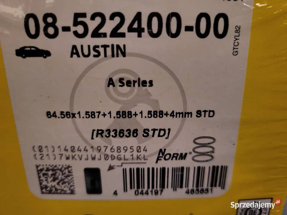 Pierścienie tłokowe 998cc Mini Austin Cooper śląskie Bielsko-Biała