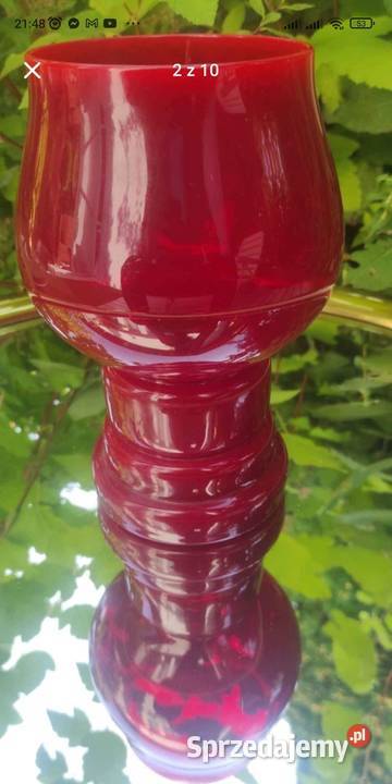 Lausitzer rubinowy wazon PRL Pabianice