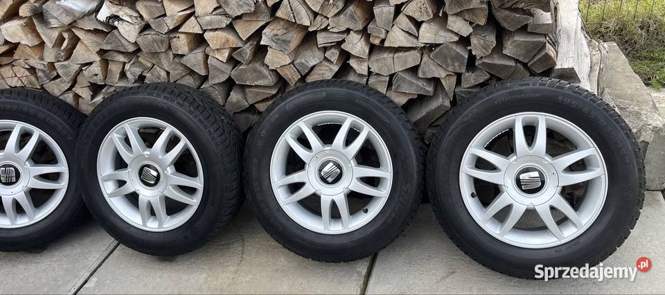 Felgi aluminiowe Seat 5x100 z oponami zimowymi sprzedam