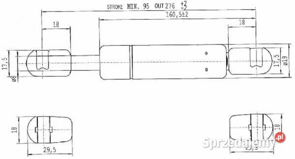Sprężyna gazowa L276 mm 100N Stabilus CA592331 małopolskie Kamionna