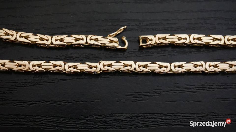 ZŁOTY KRÓLEWSKI ŁAŃCUSZEK DUŻY ŁAŃCUCH KOSTKA złote Warszawa