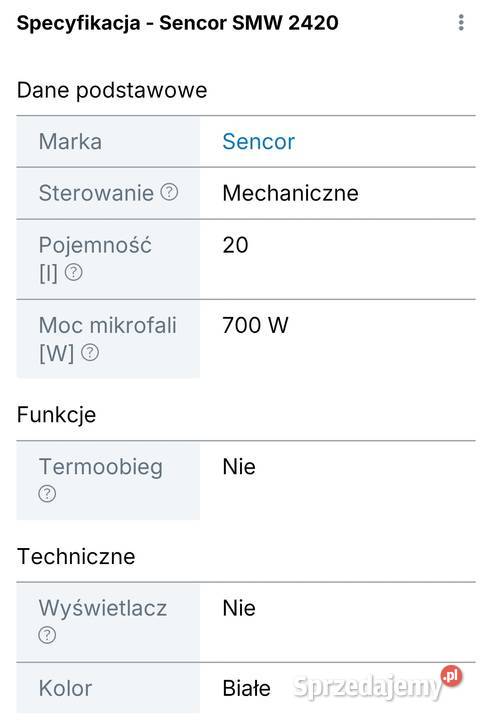 Kuchenka mikrofałowa Sencor 700W śląskie Ruda Śląska sprzedam