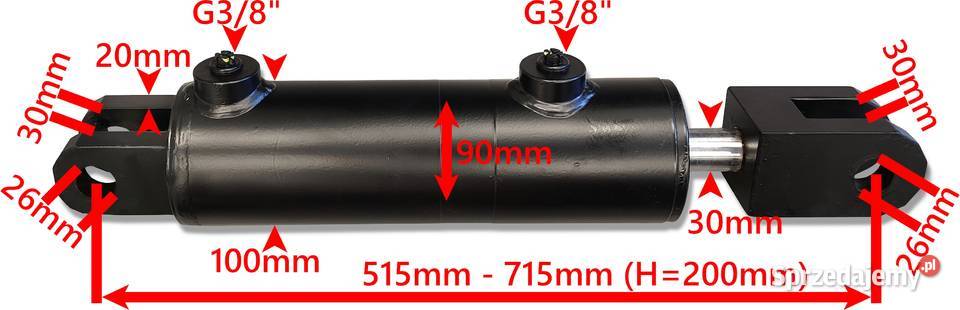 SIŁOWNIK HYDRAULICZNY 90x30 SKOK 200 AGREGATU Solec Kujawski sprzedam