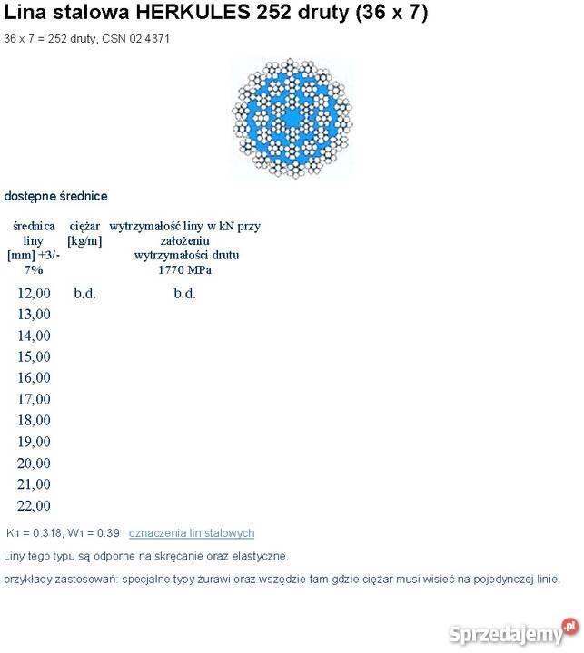 Lina Herkules do dźwigu AD28 średnica 19mm 190m kujawsko-pomorskie