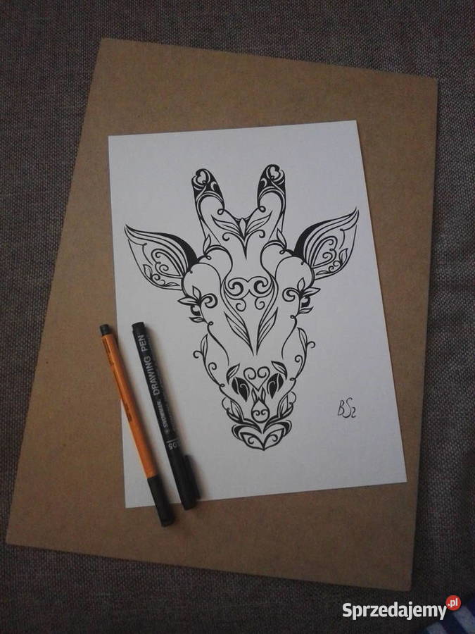 Rysunek żyrafa cienkopis A4 250gm2 Warszawa