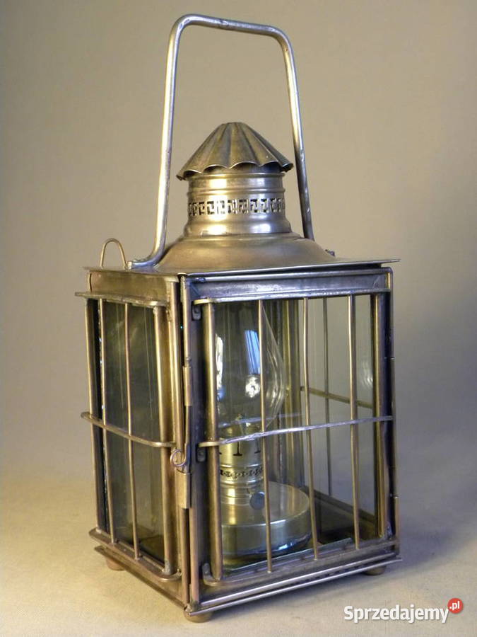 Stara duża mosiężna lampa latarnia naftowa Legnica