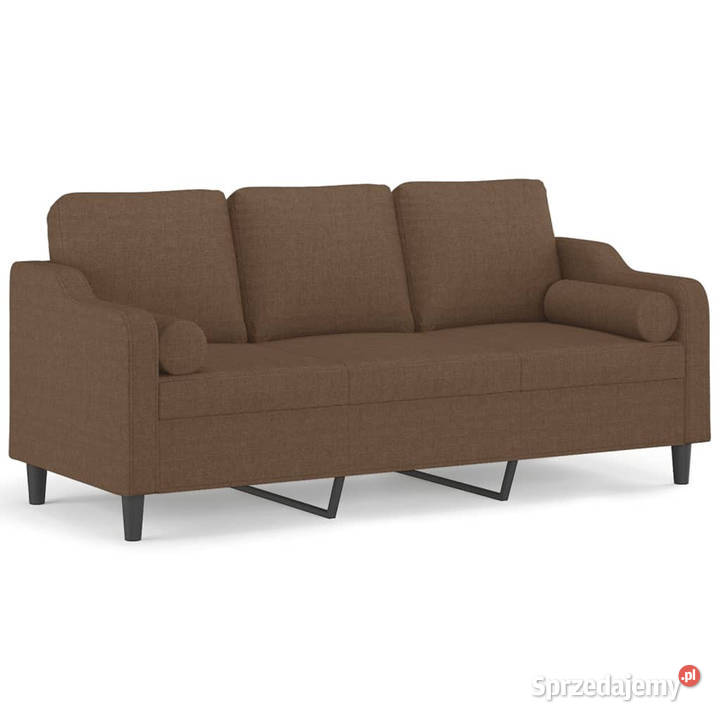 3osobowa sofa z poduszkami brązowa 180 tkanina Warszawa