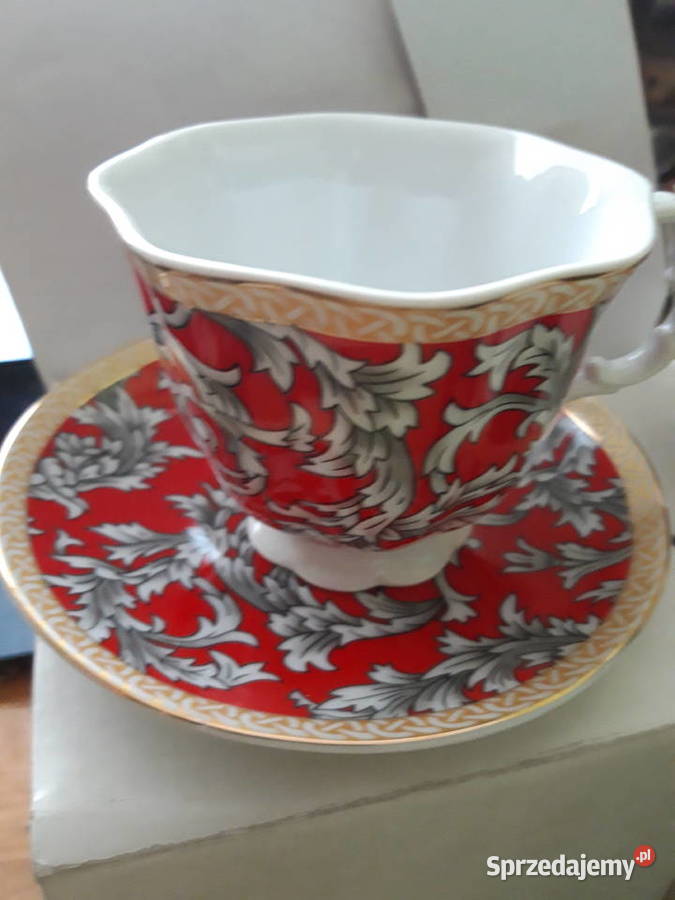 komplet 2 filiżanek kawaherbata Queen Isabel czerwony sprzedam