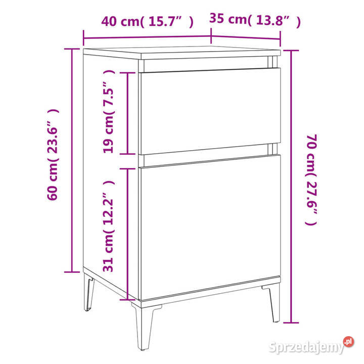 Szafka nocna szarość betonu 40x35x70 WM819716 mazowieckie