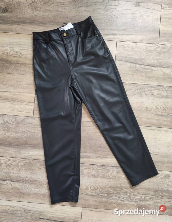 Zara Czarne spodnie eco skóra Vintage y2k 40