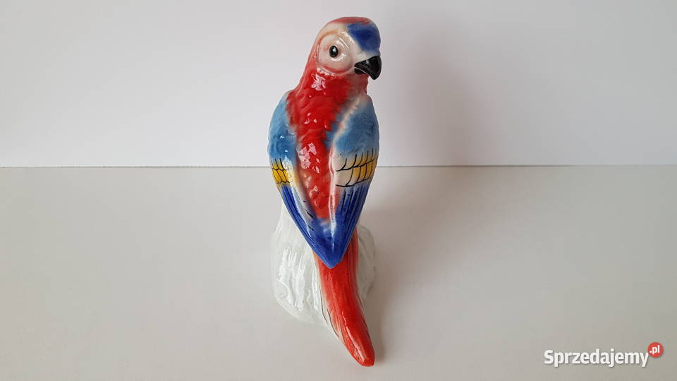 Sygnowana figurka Papuga Steatyt Katowice Dąbrowa Górnicza
