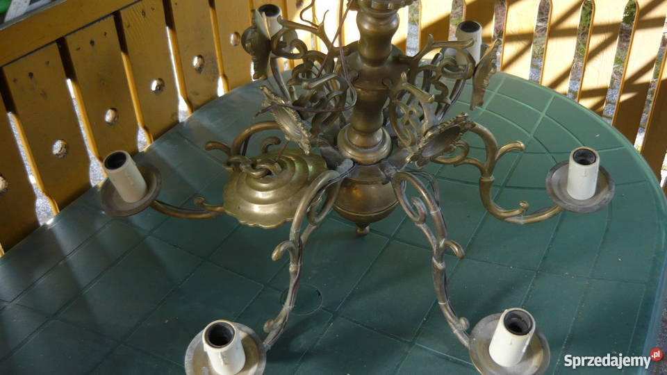 Żyrandol mosiężny z orłem Myszków