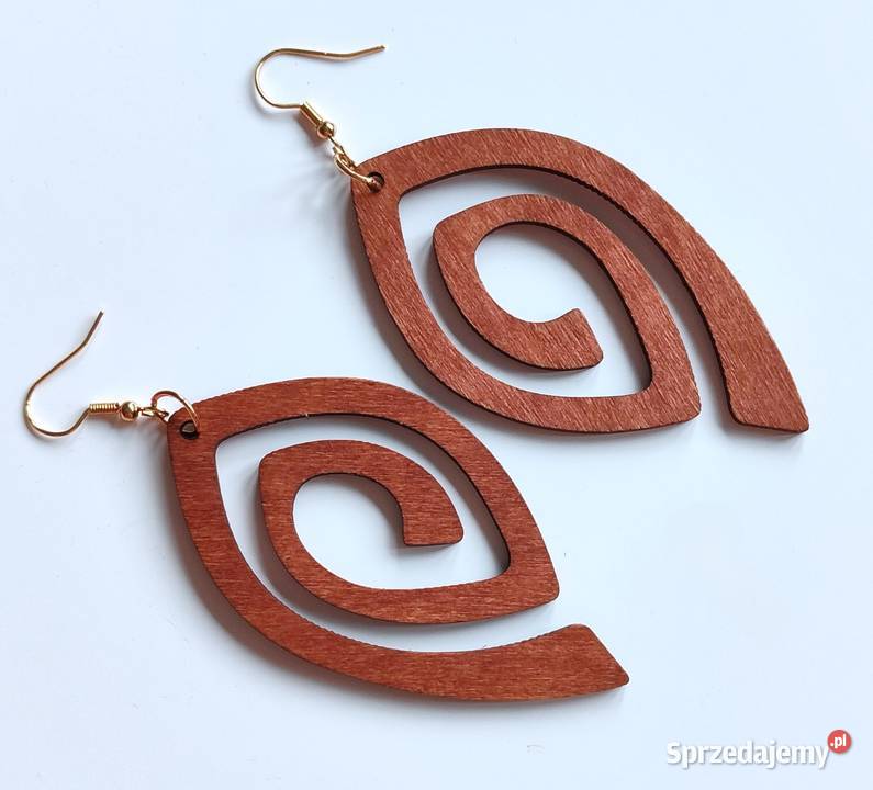 Nowe kolczyki drewniane boho vintage naturalne Katowice