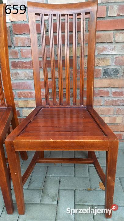 Krzesła tekowe drewniane 2 kolonialne twarde 104cm Krzesła