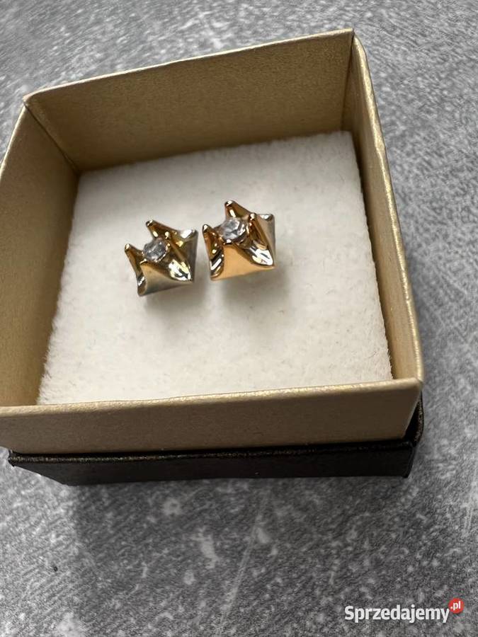 Kolczyki złote z diamentem kwadrat Jasło