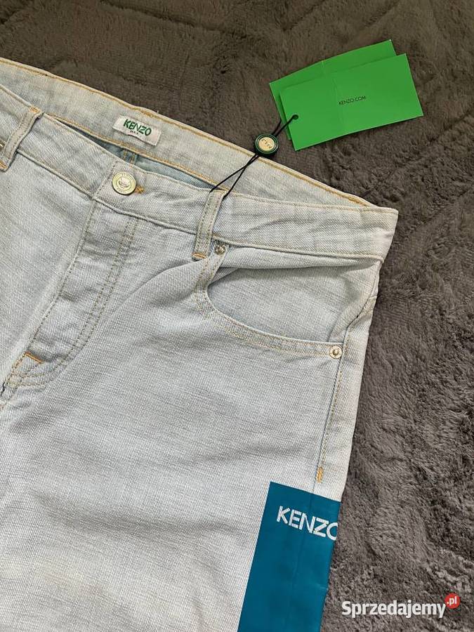 Nowe jasne błękitne męskie spodnie jeansy Kenzo Nisko