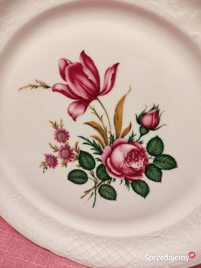 Talerz porcelanowy z kwiatowym wzorem Schumann Głuchołazy