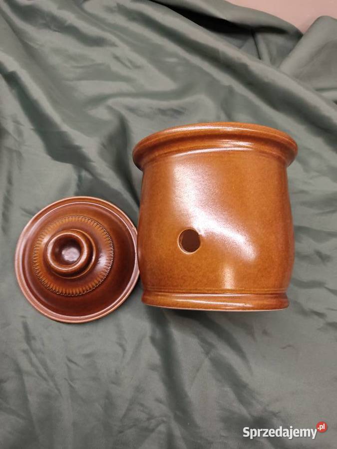 Stary ceramiczny pojemnik na czosnek Głuchołazy