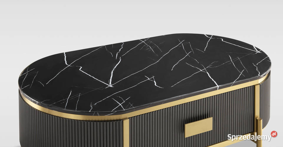 Grafitowy stolik kawowy glamour Omega ryflowany Golkowice