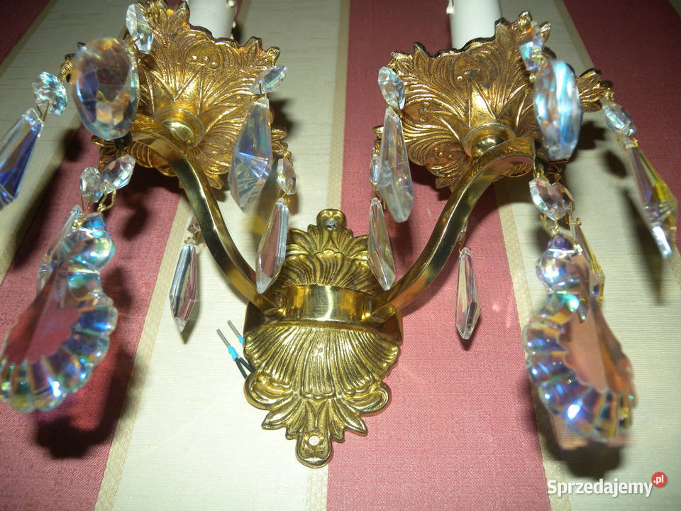 Kinkiet kryształowy Maria Theresa mosiężny Katowice