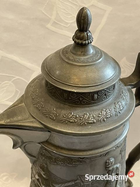 Kufel cynowy z pokrywką scena rodzajowa Kraków