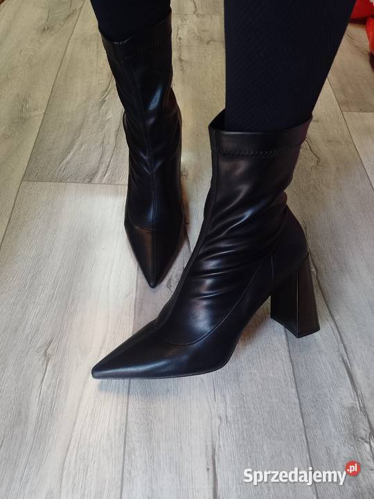 4142 Czarne Biznesowe Botki wieczorowe na inna Kraków