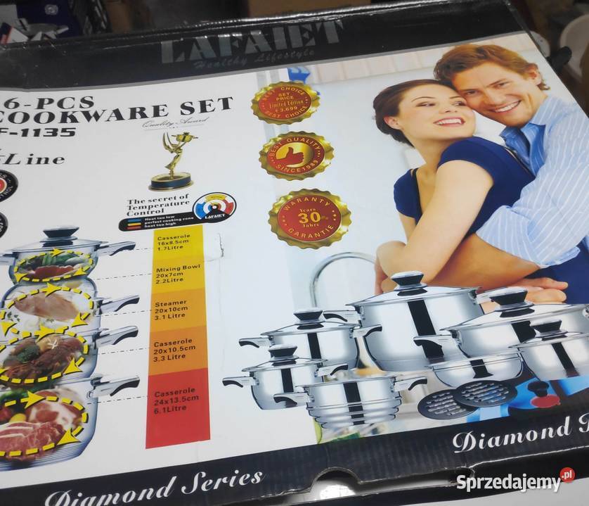 Komplet garnków stalowych Lafaiet 16 el Przybory kuchenne