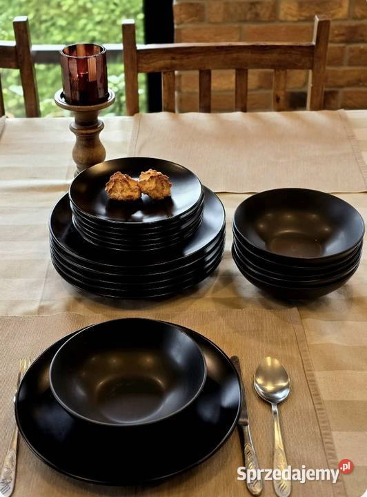 Promocja 139 Zestaw 18 sztuk talerzy czarny mat Zabrze