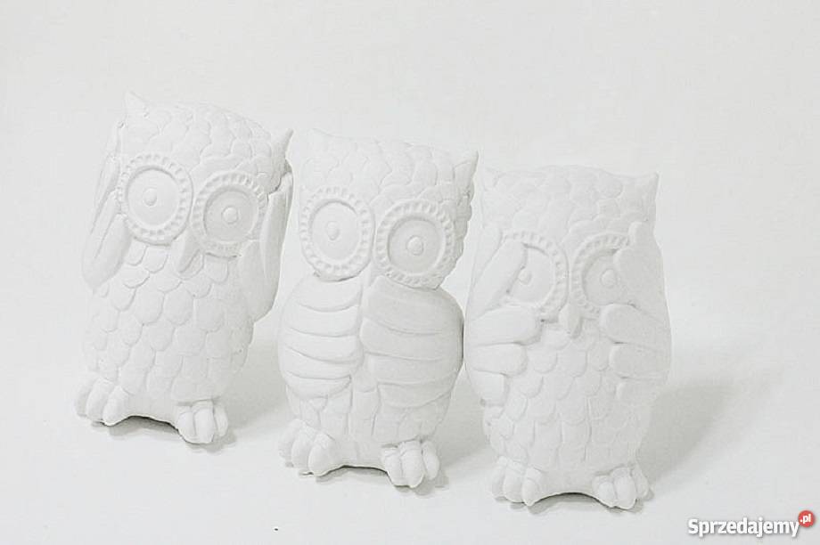 Figurka Sowa nie widzęnie słyszęnie mówię mądre biały