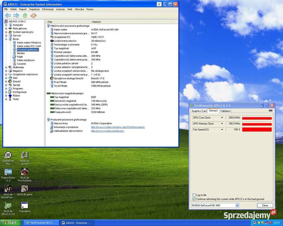 Mercury Geforce MX440SE 64MB 128bit DDR AGPx4 Cielądz