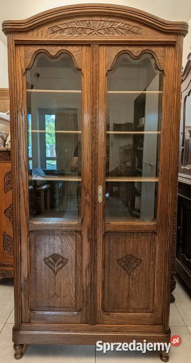 Piękna dębowa bibliotekawitryna secesyjnasklep Dąbrowa Górnicza sprzedam