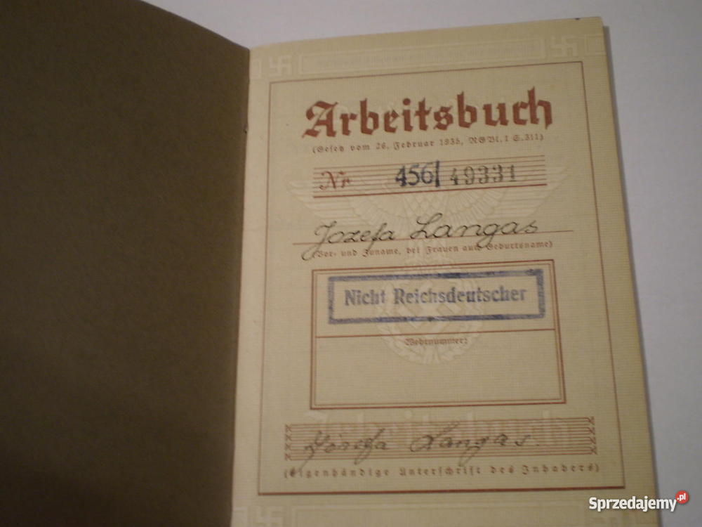 Deutfches Reich Arbeitsbuch łódzkie Łódź