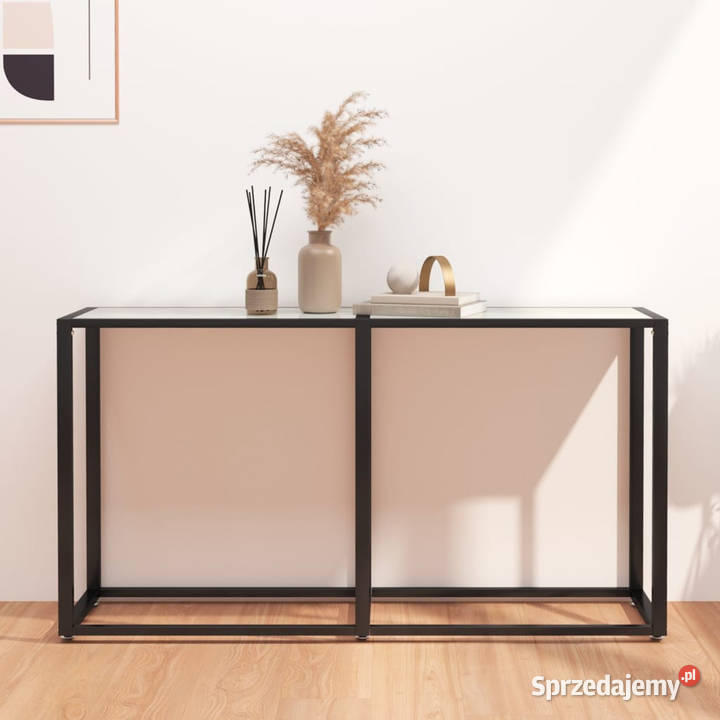 Konsola biały marmur 140x35x755 szkło hartowane Warszawa sprzedam