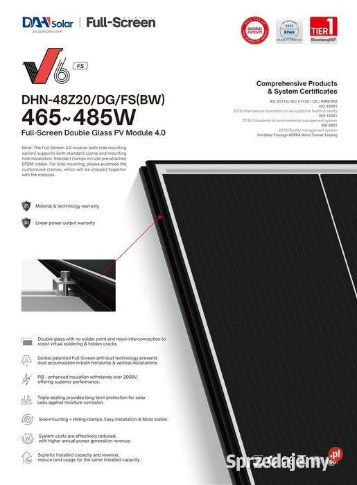 PALETA 37 Panel Fotowoltaiczny DAH Solar 475W sprzedam