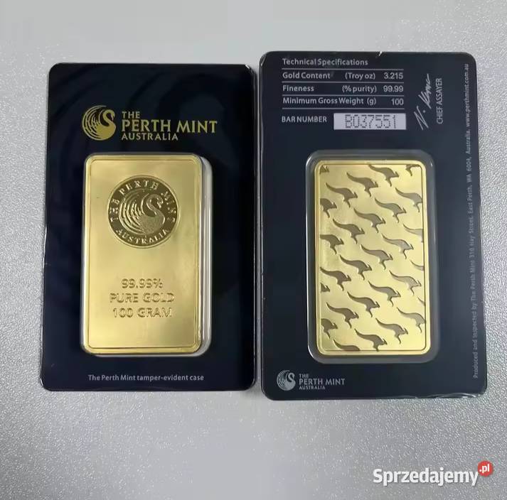 Replika sztabek złota Perth Mint 100 gr Goła