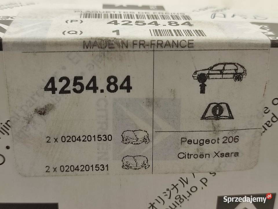 KLOCKI HAMULCOWE PEUGEOT 206 2D 2AC 16 19992009 osobowe sprzedam