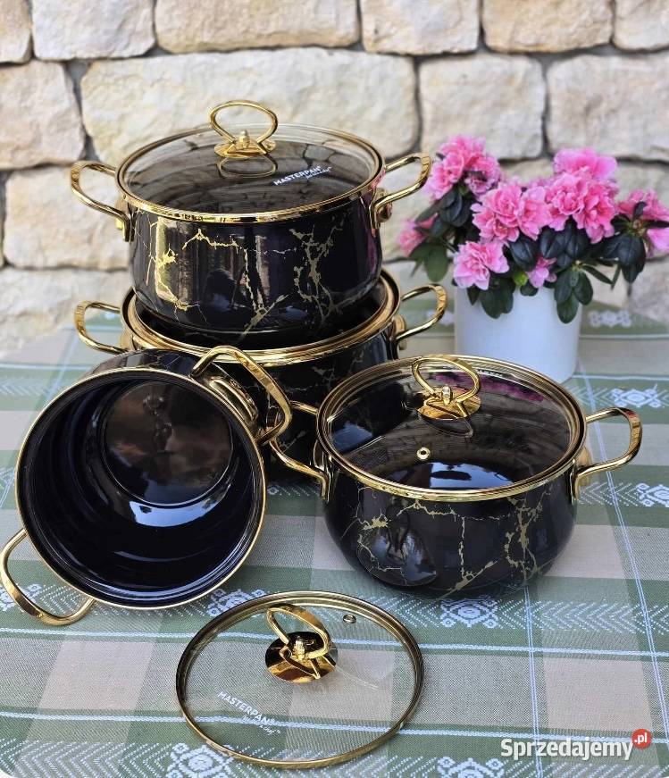 229 Garnki emalia czarny marmur MASTERPAN